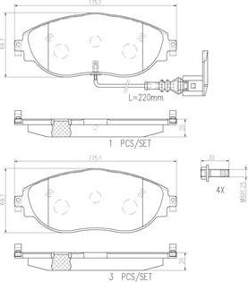 Brembo P85144N - Комплект спирачно феродо, дискови спирачки vvparts.bg