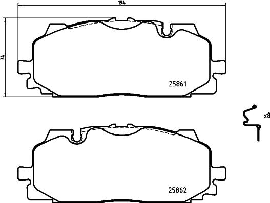 Brembo P 85 165X - Комплект спирачно феродо, дискови спирачки vvparts.bg