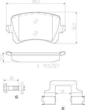 Brembo P85108N - Комплект спирачно феродо, дискови спирачки vvparts.bg