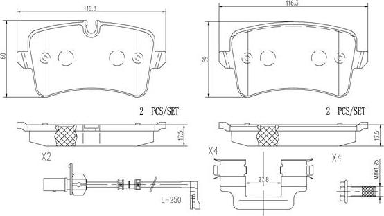 Brembo P85119N - Комплект спирачно феродо, дискови спирачки vvparts.bg