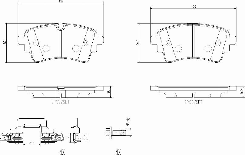 Brembo P85185N - Комплект спирачно феродо, дискови спирачки vvparts.bg