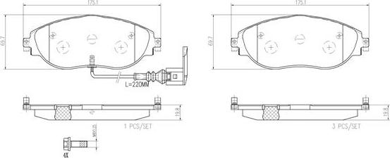 Brembo P85131N - Комплект спирачно феродо, дискови спирачки vvparts.bg