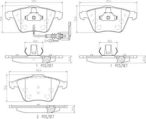 Brembo P85129N - Комплект спирачно феродо, дискови спирачки vvparts.bg