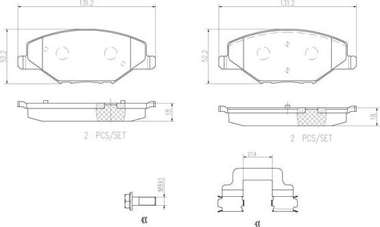 Brembo P85121N - Комплект спирачно феродо, дискови спирачки vvparts.bg