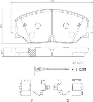 Brembo P 85 174 - Комплект спирачно феродо, дискови спирачки vvparts.bg