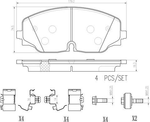 Brembo P85176N - Комплект спирачно феродо, дискови спирачки vvparts.bg