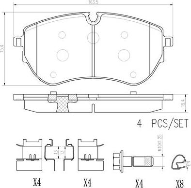 Brembo P85173N - Комплект спирачно феродо, дискови спирачки vvparts.bg