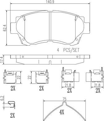 Brembo P83124N - Комплект спирачно феродо, дискови спирачки vvparts.bg