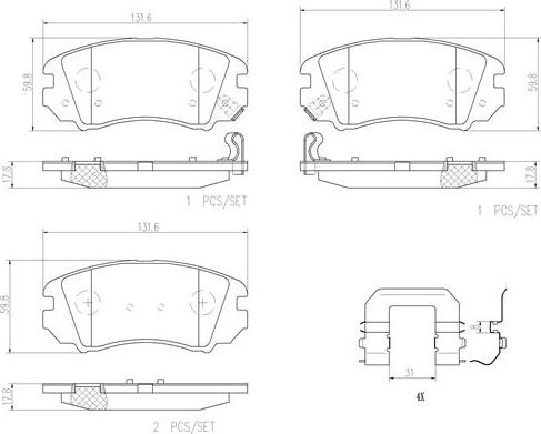 Brembo P30043N - Комплект спирачно феродо, дискови спирачки vvparts.bg