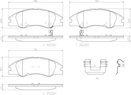 Brembo P30042N - Комплект спирачно феродо, дискови спирачки vvparts.bg