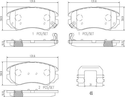 Brembo P30018N - Комплект спирачно феродо, дискови спирачки vvparts.bg