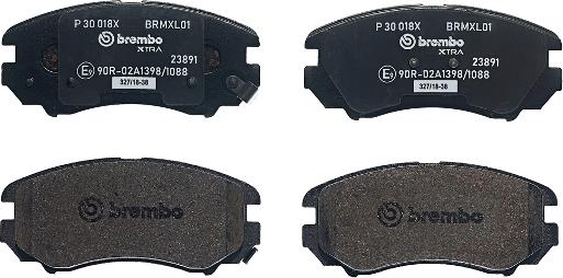 Brembo P 30 018X - Комплект спирачно феродо, дискови спирачки vvparts.bg