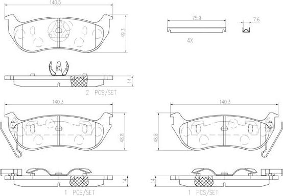 Brembo P37009N - Комплект спирачно феродо, дискови спирачки vvparts.bg