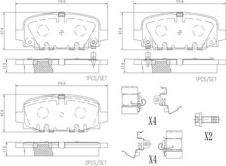 Brembo P37024N - Комплект спирачно феродо, дискови спирачки vvparts.bg