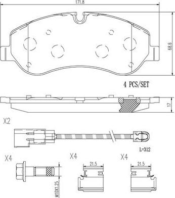 Brembo P24152N - Комплект спирачно феродо, дискови спирачки vvparts.bg