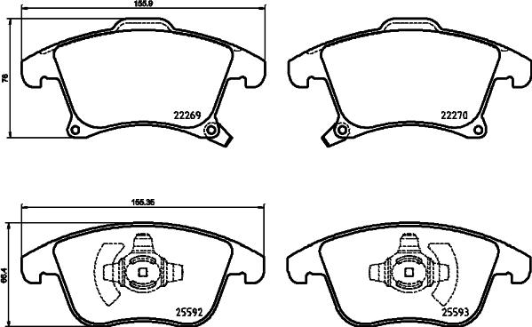 Brembo P 24 173 - Комплект спирачно феродо, дискови спирачки vvparts.bg