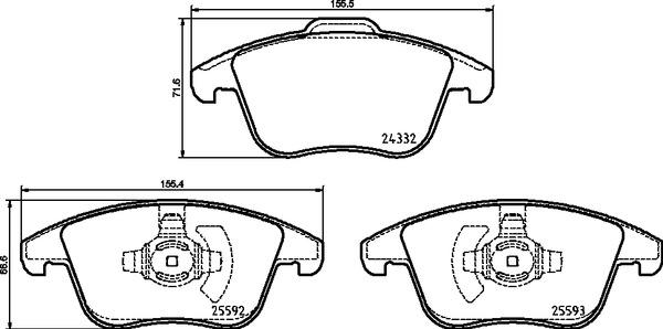 Brembo P 24 211 - Комплект спирачно феродо, дискови спирачки vvparts.bg