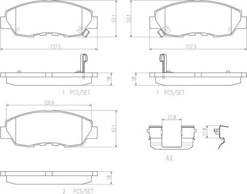 Brembo P28042N - Комплект спирачно феродо, дискови спирачки vvparts.bg