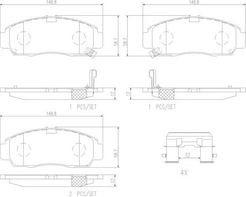 Brembo P28034N - Комплект спирачно феродо, дискови спирачки vvparts.bg