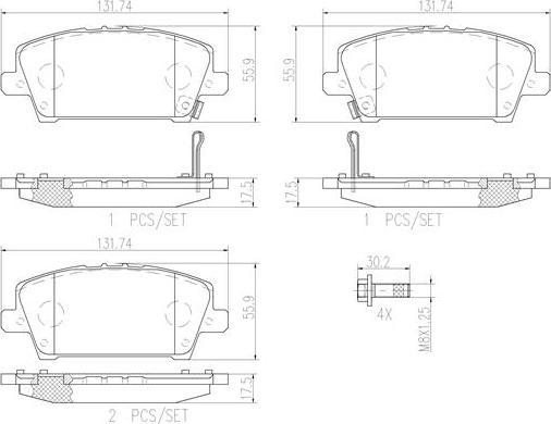 Brembo P28037N - Комплект спирачно феродо, дискови спирачки vvparts.bg