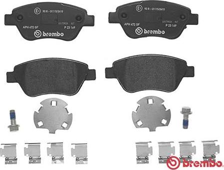 Brembo P 23 169 - Комплект спирачно феродо, дискови спирачки vvparts.bg