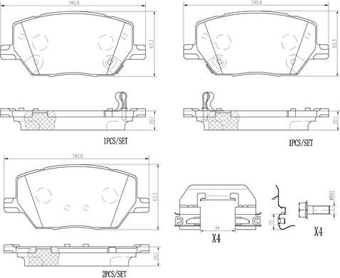 Brembo P23164N - Комплект спирачно феродо, дискови спирачки vvparts.bg