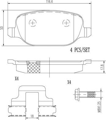 Brembo P23109N - Комплект спирачно феродо, дискови спирачки vvparts.bg