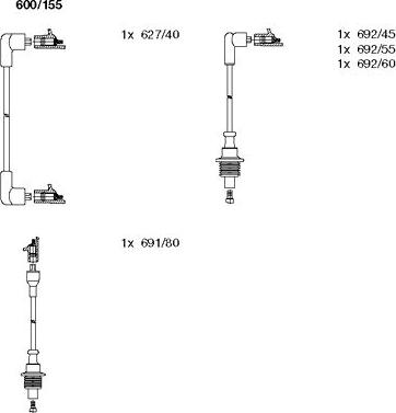 Bremi 600/155 - Комплект запалителеи кабели vvparts.bg