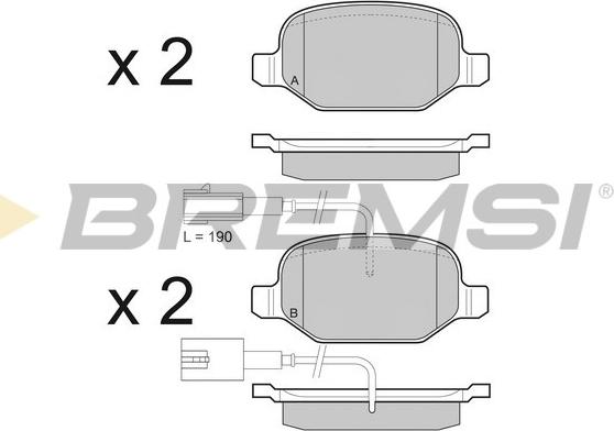 Bremsi BP3490 - Комплект спирачно феродо, дискови спирачки vvparts.bg