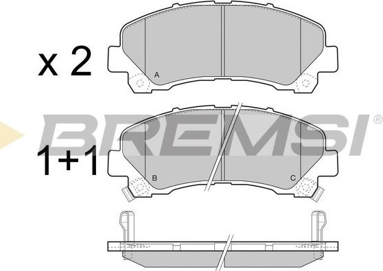 Bremsi BP3442 - Комплект спирачно феродо, дискови спирачки vvparts.bg
