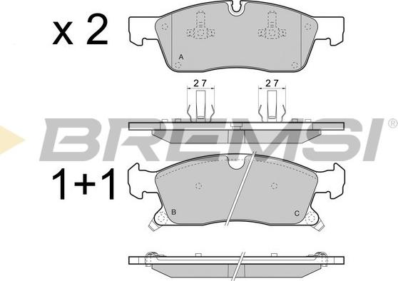 Bremsi BP3460 - Комплект спирачно феродо, дискови спирачки vvparts.bg