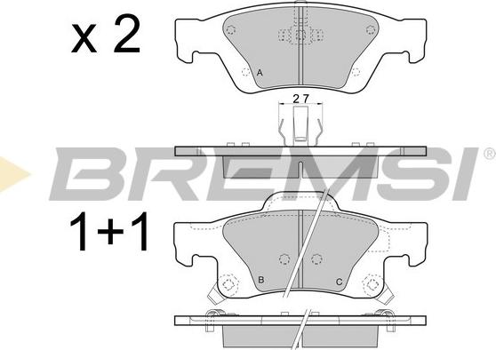 Bremsi BP3461 - Комплект спирачно феродо, дискови спирачки vvparts.bg