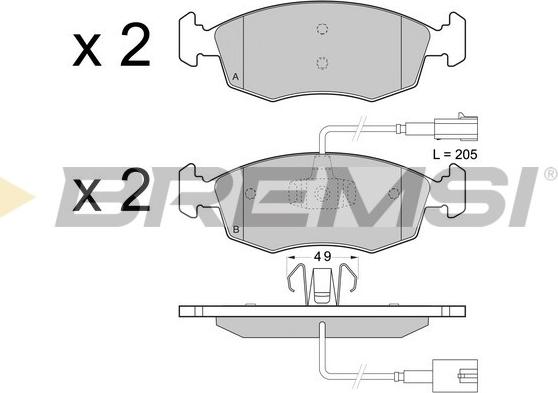 Bremsi BP3433 - Комплект спирачно феродо, дискови спирачки vvparts.bg