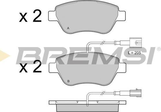 Bremsi BP3425 - Комплект спирачно феродо, дискови спирачки vvparts.bg