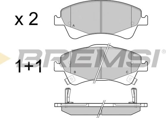 Bremsi BP3422 - Комплект спирачно феродо, дискови спирачки vvparts.bg