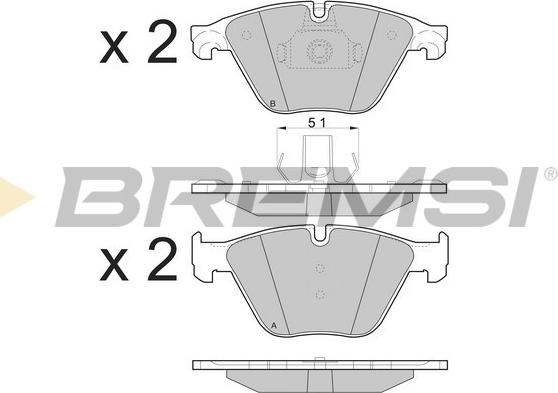 Bremsi BP3500 - Комплект спирачно феродо, дискови спирачки vvparts.bg