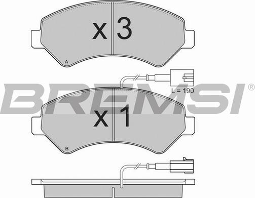 Bremsi BP3323TR - Комплект спирачно феродо, дискови спирачки vvparts.bg