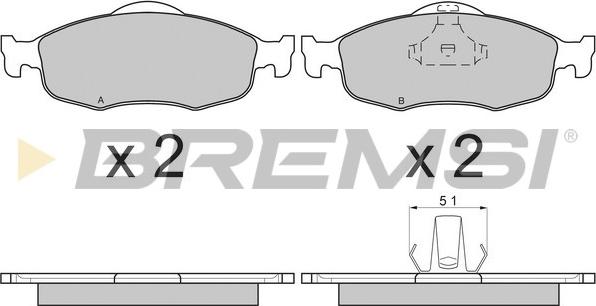 Bremsi BP2592 - Комплект спирачно феродо, дискови спирачки vvparts.bg