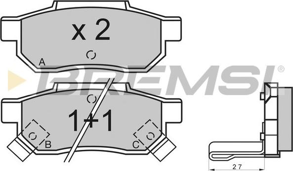 Bremsi BP2530 - Комплект спирачно феродо, дискови спирачки vvparts.bg