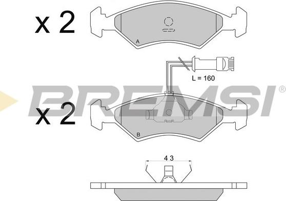 Bremsi BP2163 - Комплект спирачно феродо, дискови спирачки vvparts.bg