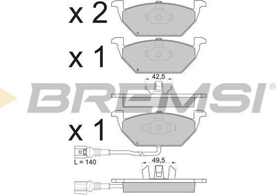 Bremsi BP2848 - Комплект спирачно феродо, дискови спирачки vvparts.bg