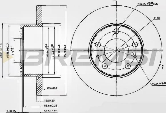 Bremsi CD5195S - Спирачен диск vvparts.bg