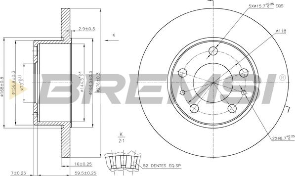 Bremsi CD5196S - Спирачен диск vvparts.bg