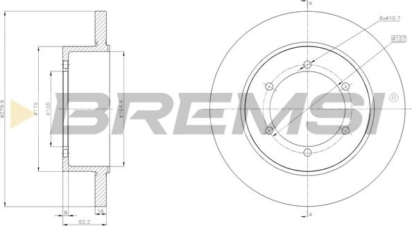 Bremsi CD5369S - Спирачен диск vvparts.bg