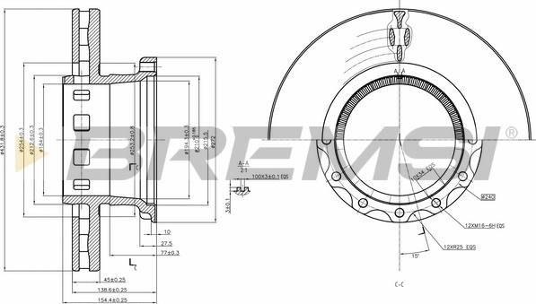 Bremsi CD5318V - Спирачен диск vvparts.bg