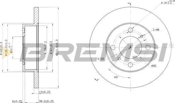 Bremsi CD6998S - Спирачен диск vvparts.bg