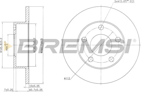 Bremsi CD6952S - Спирачен диск vvparts.bg