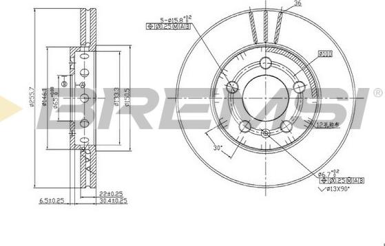 Bremsi CD6927V - Спирачен диск vvparts.bg