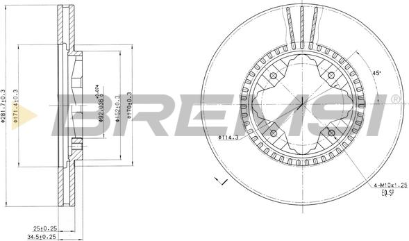 Bremsi CD6494V - Спирачен диск vvparts.bg