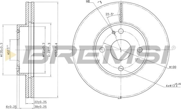 Bremsi CD6495V - Спирачен диск vvparts.bg